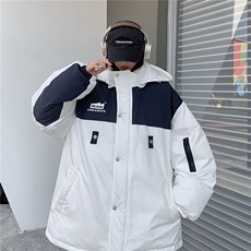 EQ333可脱卸连帽拼色工装棉衣外套男女情侣装冬装2024新款棉服，女装棉衣/棉服，电商C306-1