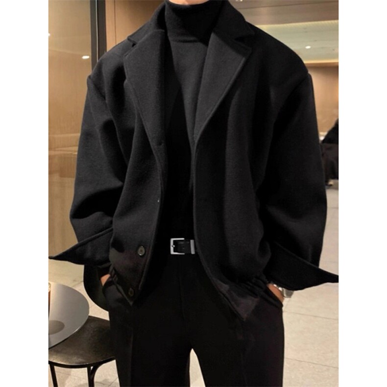 小西装外套男冬季高级感炸街加厚成熟稳重男装休闲dk制服毛呢西服，男装毛呢大衣，星座706-2