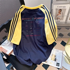 夏季美式高街重磅纯棉三条杠织带插肩撞色男女短袖T恤CZ165-特P25，男装T恤，电商A486