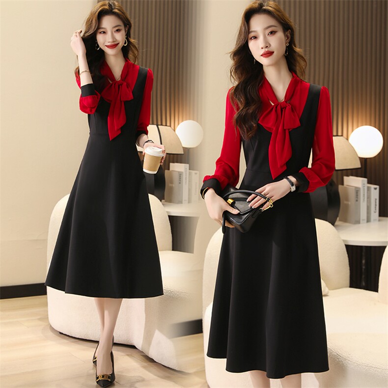 2024年春季新款假两件拼接连衣裙女，女装连体裤，布依丽人