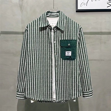 D311-P56男士早秋款条纹衬衫潮流轻奢百搭常规帅气翻领时尚外套，男装衬衫，星座603-2