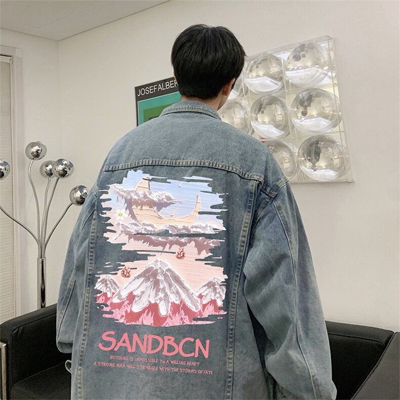 直播品质美式高街扎染印花复古水洗牛仔衣潮流夹克外套NZ07特65,男装夹克,电商A486