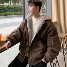 连帽座山雕皮衣外套棉服男女款冬季保暖棉衣夹克M5037P125控168，男装夹克，电商A157
