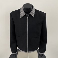 现货春秋季潮高级感翻领休闲西装小香夹克外套男拉链夹克JK6628，男装夹克，星座302B-3