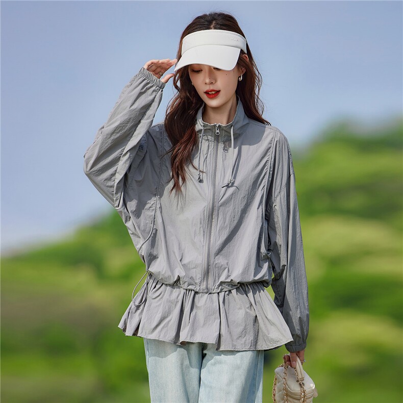 现货2026夏季新款时尚内搭拼接防晒衣两件套旅行户外短外套,女装防晒衣,靓衣阁