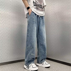 直脚流行牛仔裤潮男长裤夏季水洗宽松直筒拉链911-3-KK004-P40，男装牛仔裤，星座911-3