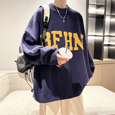 新款宽松大码港风胶带半高领毛衣圆领针织衫MY5630-P50，男装针织衫/毛衣，星座308B-1