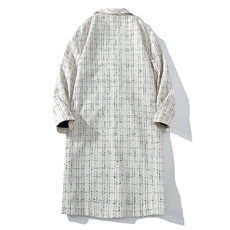 秋冬风衣男长款毛呢大衣男中长款小香风夹克外套F497-P125白底B，男装夹克，星座401