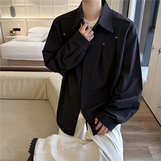 春秋男士衬衫外套韩版休闲长袖衬衫打底西装领铆钉装饰衬衫 P42,男装T恤,电商B319,电商基地 春秋男士衬衫外套韩版休闲长袖衬衫打底西装领铆钉装饰衬衫 P42,男装T恤,电商B319,电商基地