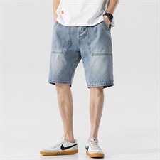 2021夏季新日系大码男无影墙潮流多口袋休闲牛仔裤短裤ND8128-P45图片