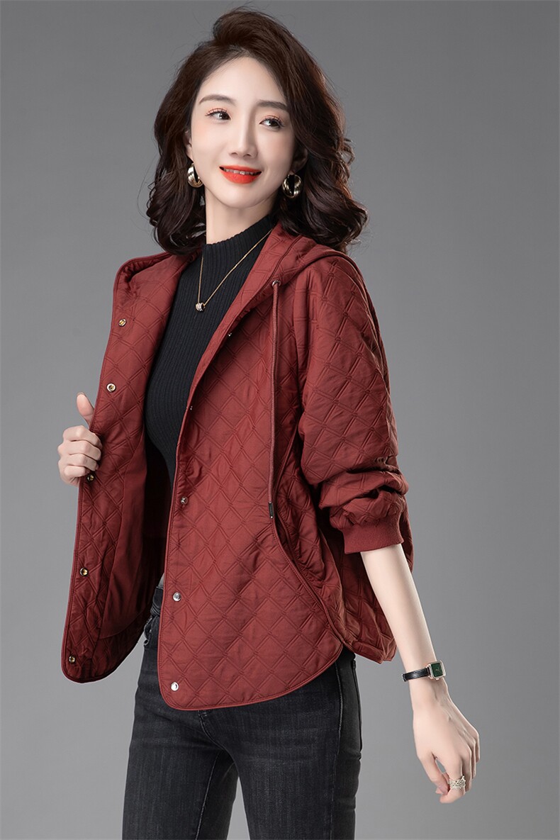时尚保暖连帽加厚棉服简约提花外套显瘦百搭冬季女装,女装棉衣/棉服,曼沙奕珂