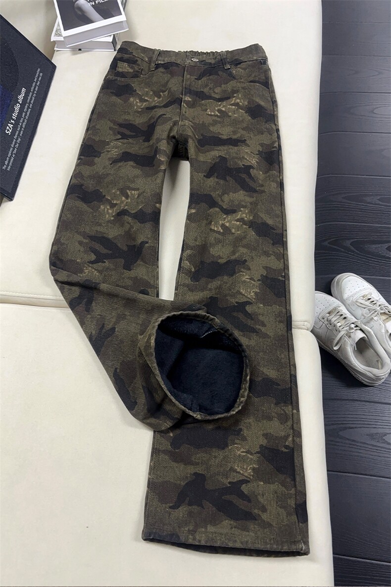 B221美式ins高街小众修身微喇加绒迷彩牛仔裤LK25598-特P46控88,男装牛仔裤,电商B221