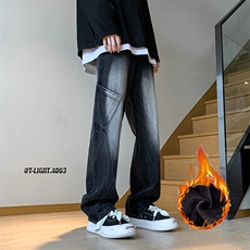 美式高街hiphop水洗工装加绒加厚牛仔裤货号加绒K691P70常规P60，男装牛仔裤，电商A063