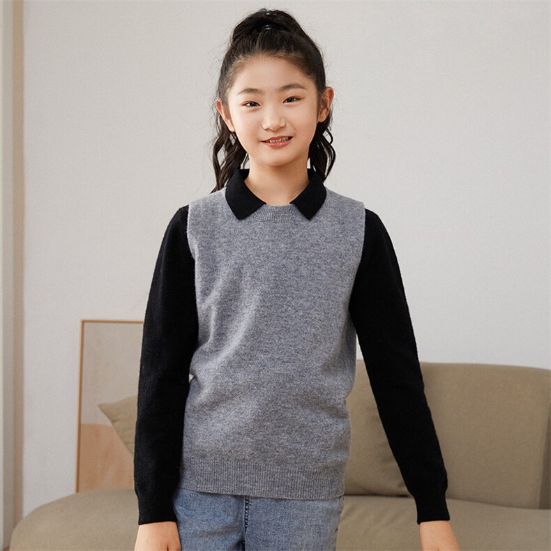 时尚百搭儿童马甲秋季必备高颜值简约款舒适保暖，童装马甲，顺友羊绒童装