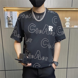 TX160-P40社会小伙男士t恤短袖夏季潮牌字母印花宽松男士休闲体恤图片
