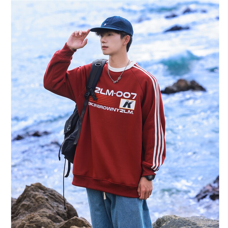 1港风字母印花图案设计袖子三杠织带潮流卫衣男WY77762P48控68，男装卫衣，星座226-2