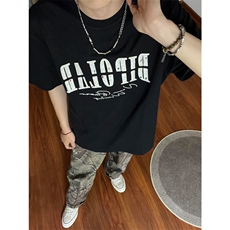 网图有货美式高街贴布刺绣设计感圆领短袖宽松T恤男女A508-P35，男装T恤，星座1505