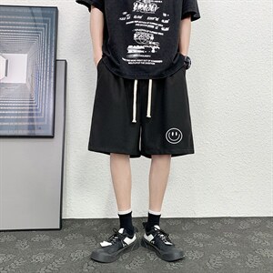 HD74224-P22 华夫格短裤男大码宽松五分裤男直筒中裤图片