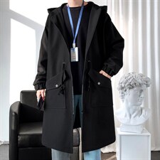 现货秋装轻熟风衣男长款过膝大衣男中长款F658-P95-控128，男装风衣，星座401