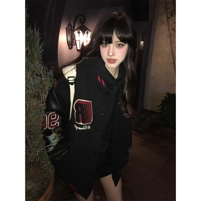 美式重磅棒球服外套男女秋冬新款字母刺绣夹克情侣上衣JHT139,男装夹克,星座1116A（原606A-3）