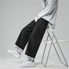 2024春夏男装新款情侣装宽松格子翻边休闲九分裤1405-1-ZY001-P45，男装休闲裤，星座715-1