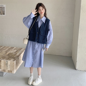 气质一整套穿搭马甲套装女2025春季新款休闲提花衬衫阔腿裤三件套图片