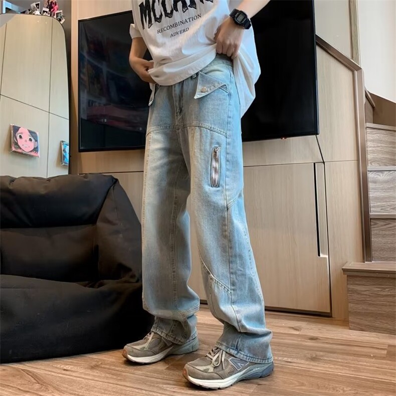 青春流行ins男直筒水洗牛仔裤N1062P50,男装牛仔裤,星座1116-2