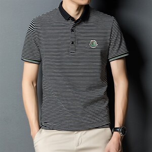 男士短袖T恤男条纹薄款POLO衫夏季中青年休闲百搭翻领棉质体恤衫，男装T恤，电商B212（原钱塘6029）