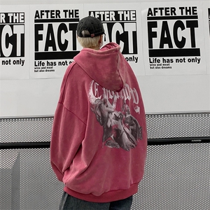 男装做旧加绒连帽卫衣 23冬季新款美式潮牌外套XZ514-2-W6675-P78图片