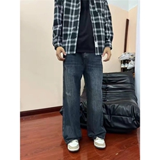 新款美式复古做旧水洗休闲直筒牛仔裤男宽松阔腿长裤子NA315，男装牛仔裤，星座1116A（原606A-3）