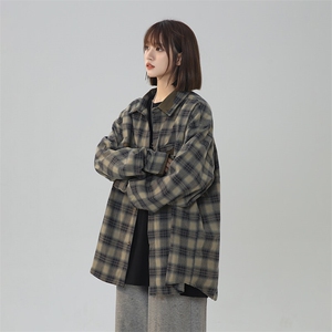XZ301A C902美式复古拼接撞色设计感秋季格子衬衫潮牌外套P65控88图片