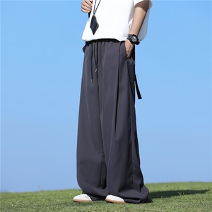 百搭休闲裤男西裤包边春夏季直筒潮牌长裤小西裤宽松垂 KR12图片