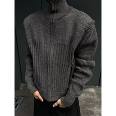 weavestudio秋冬厚实百搭软糯简约实穿松弛感拉链毛衣男，男装针织衫/毛衣，四季星座505