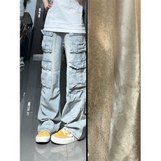 【有货】浅蓝色多口袋工装牛仔裤男款宽松美式裤子K8034LL-特P56，男装牛仔裤，星座1007（原301D）