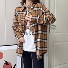 磨毛格子衬衫，女装衬衫，戈朴