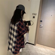 磨毛格子衬衫，女装衬衫，XTZ style