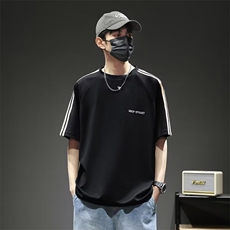 短袖t恤男夏季新款重磅刺绣宽松百搭休闲五分袖体恤男生简约上衣，男装T恤，星座1013