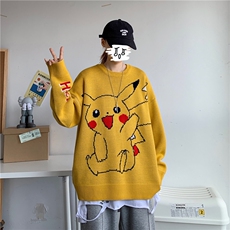 秋冬卡通情侣毛衣宽松韩版ins潮流个性男女套头针织衫T809-P75，女装针织衫/毛衣，星座1501