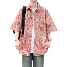 夏季海边沙滩男女同款短袖衬衣潮牌宽松大码XZ102B-1-CS2003P35，男装T恤，星座102B-1