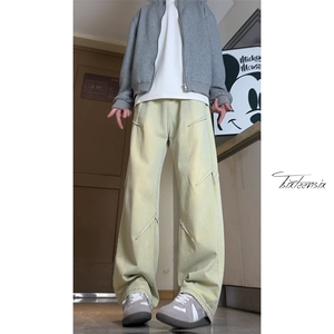打褶加绒直筒牛仔裤男秋冬美式裤子A166-K043-特P38加绒48控75图片