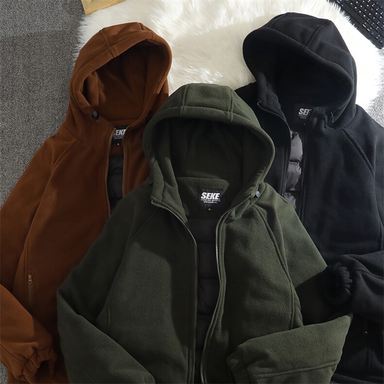 大码加厚摇粒绒羽绒服卫衣90白鸭绒宽松男女连帽外套夹克Y58 P110图片