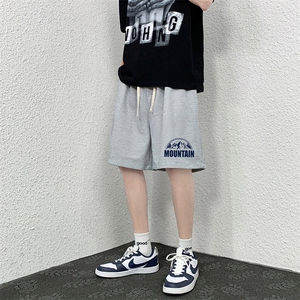 HD74255-P22 华夫格短裤男大码宽松五分裤男直筒中裤图片