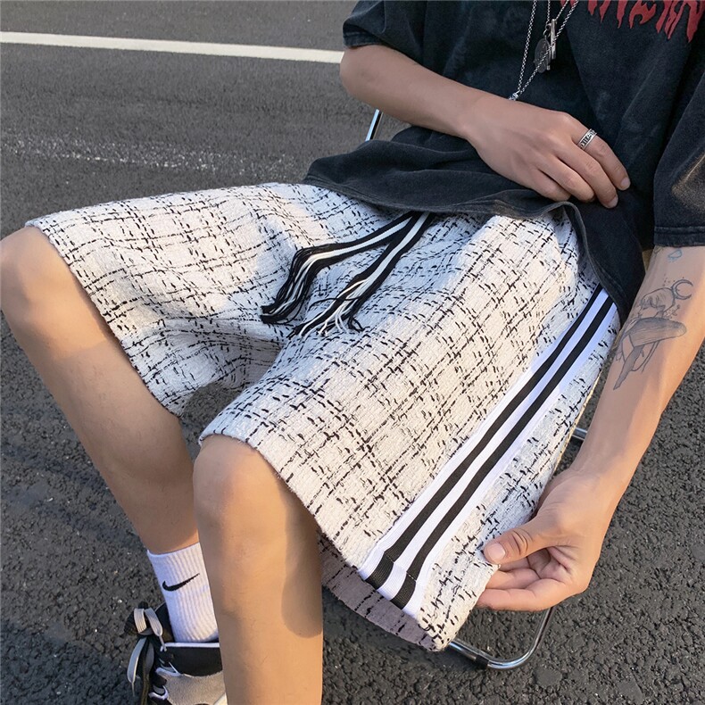 港风小香风短裤男士大码中裤男潮流五分裤DK8797P40控59,男装牛仔裤,星座227-7