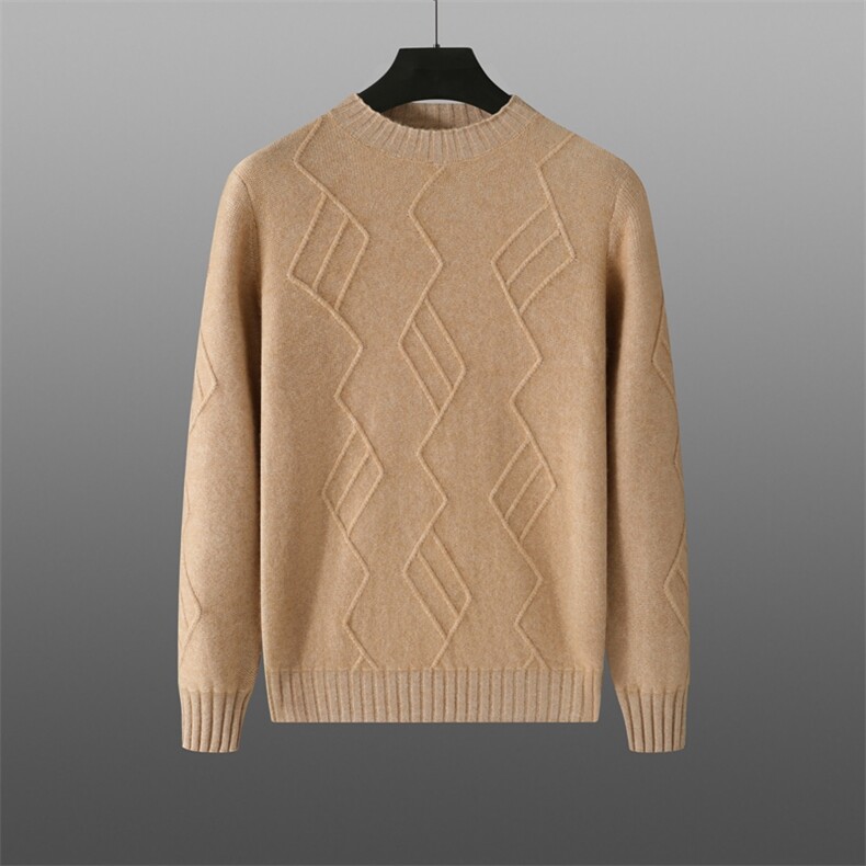 2025年秋季常规长袖套头圆领羊绒衫时尚百搭，男装针织衫/毛衣，溪贝羊绒