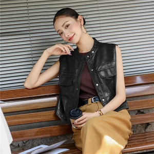 【秋季女装新款】大量现货短款皮衣马甲P-98图片