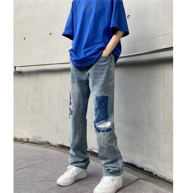 1506-1/K52231/P52复古美式印花脏染微喇cleanfit潮男女牛仔裤,男装牛仔裤,星座1506-1