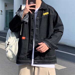 2021新款痞帅宽松牛仔夹克衫男潮牌学生外套韩版上衣服 W1069-P50图片