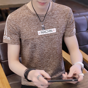 款6513夏天男装冰丝花T桖短袖男薄款紧身衣半袖T恤潮流图片
