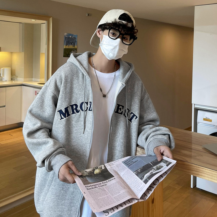 胸前贴布刺绣开衫卫衣休闲百搭男女外套ZW15-薄款P55加绒P60控68,女装短外套,星座1408-1