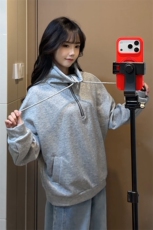 雪尼尔立领卫衣美式复古潮流打底设计重磅翻领外套卫衣常规P49，男装T恤，电商B319
